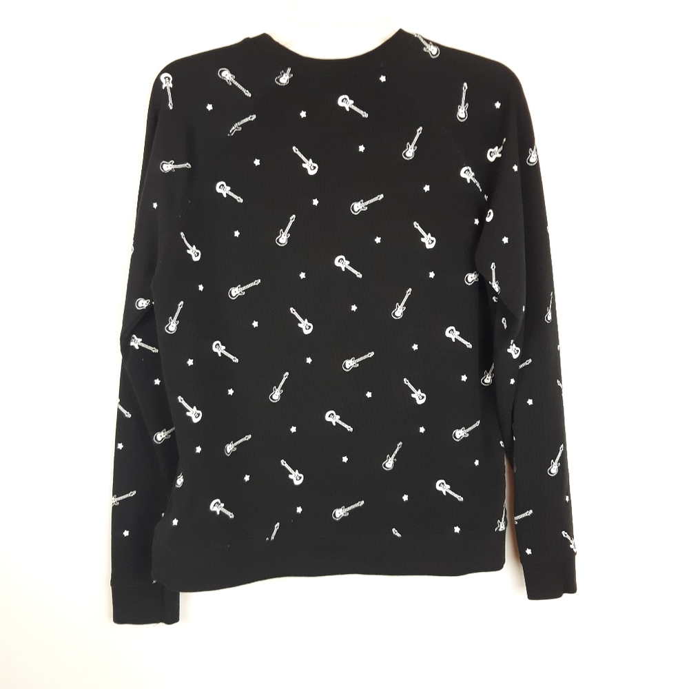 💖Forever 21 Black Crew Neck Music Size S Top